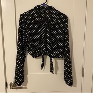 Polka dot tie blouse